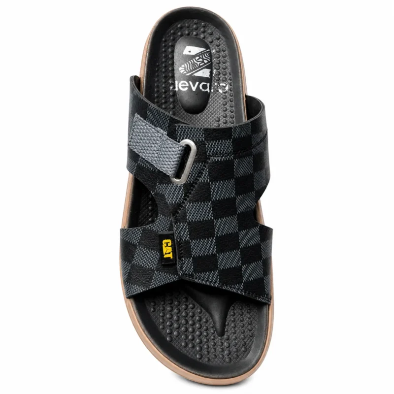 Men’s Premium Mule Slipper – Grey Checkered Casual Slip-On Comfort Footwear